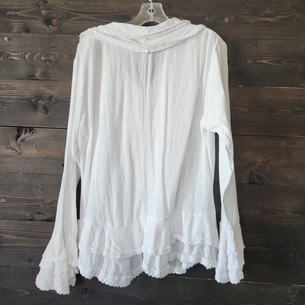 Scully Ruffle Western Shirt Womens XXL Bell Flare Long Sleeves White Cowgirl NWT - Picture 4 of 14